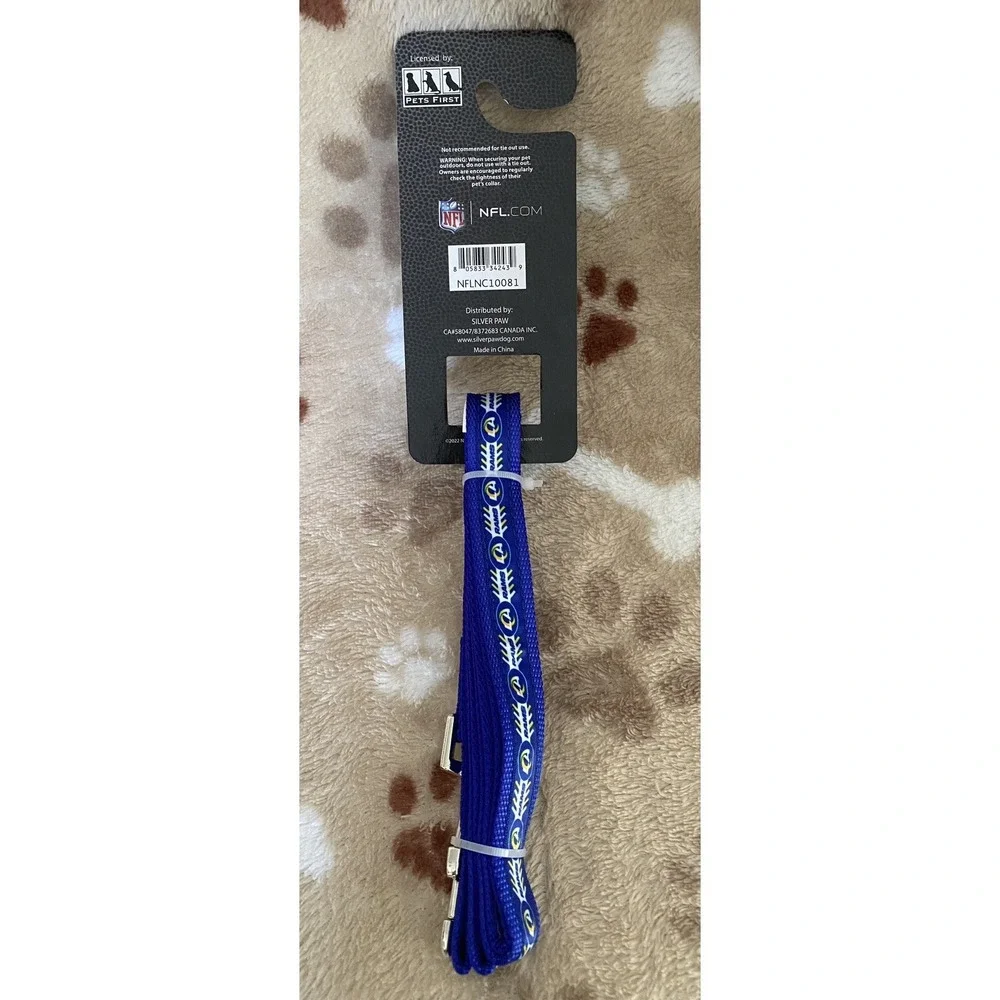 NFL Los Angeles Rams Dog Leash Blue 5 Feet OS Pets First NFLNC10081 New